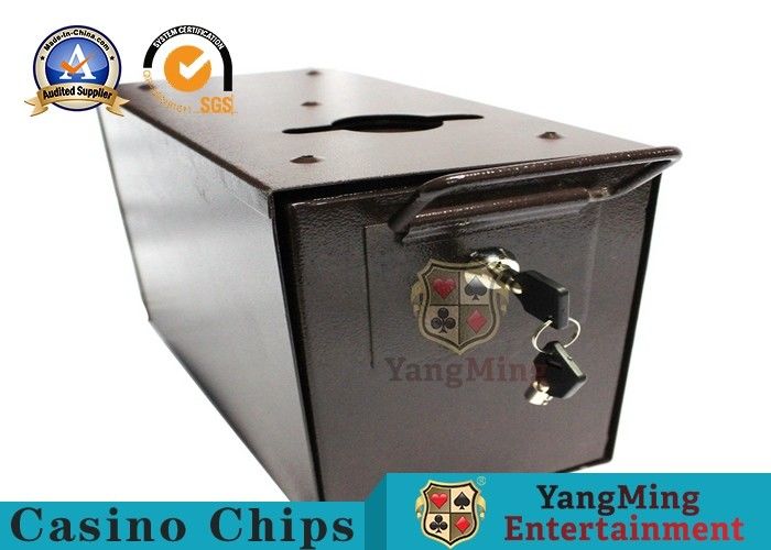 Gambling Poker Table Metal Casino Money Drop Box With Sleeve & Locks For Poker Table Cash Holder