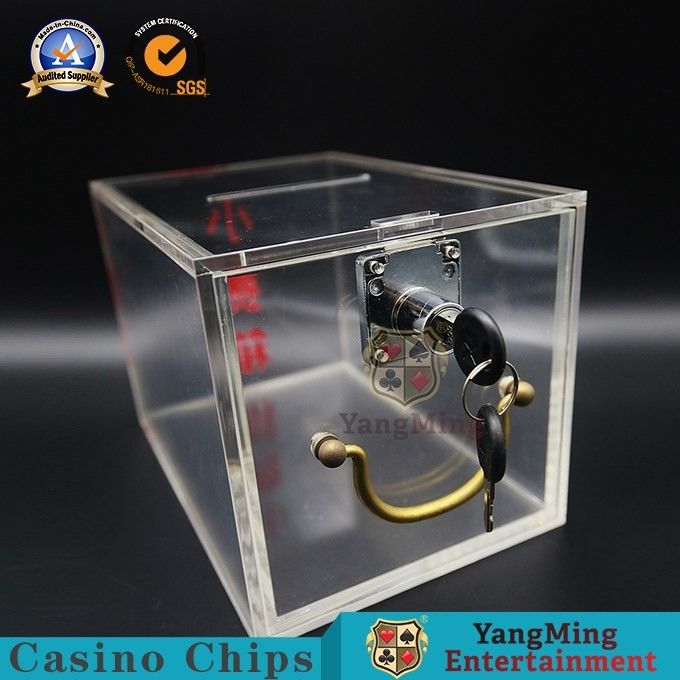 Custom Full Clear Lockable Cash Box / Acrylic Cards Holder Casino 8