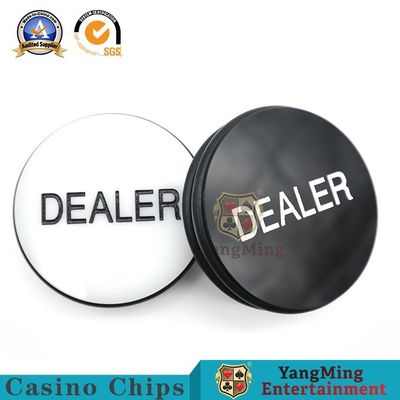 Texas Hold' Em Black & White Double-Sided Engraving Round Dealer Card Chips Poker Table Size Pressing Piece Positioning