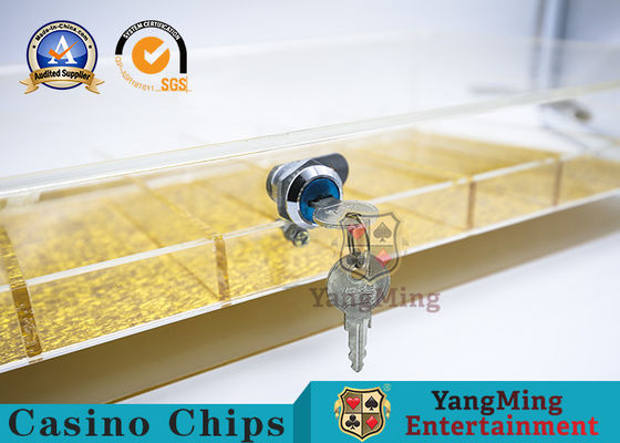 High-Quality Transparent Acrylic 8 Grid With Lock Chip Box Gambling Poker Table Round Square Combination Gold Wire Hand