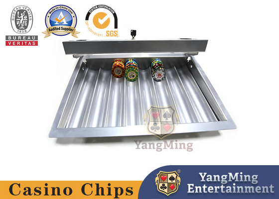Electroplated Silver 8-Grid Chip Tray Poker Table Single Layer With Locked Chips