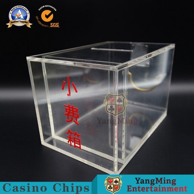 Custom Full Clear Lockable Cash Box / Acrylic Cards Holder Casino 8