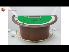International Competition Half Round Black Jacket Casino Poker Table With Metal Step