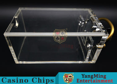 Baccarat Cash Carrier of 6 Decks Acrylic Holder Casino Poker Card Box With Lock / Metal Handle Easy To Carry