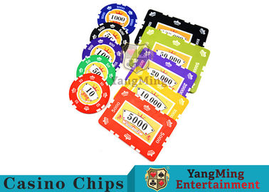 Sticker Pure Casino Poker Chip Set With UV Logo , Ceramic Poker Chip Sets 