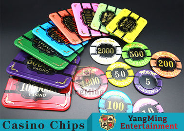 Crystal Acrylic Tiger Image Casino Poker Chips Round 40 / 45 / 50mm