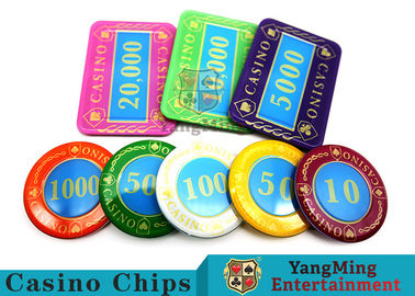Multi - Color Print Crystal Casino Poker Chip Set Tough And Durable