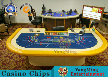 Fiber Fireproof Board Baccarat Gambling Poker Table 3m³ With Wooden Pedestal Leg
