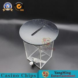 Gambling Baccarat Poker Discard Holder Table Drop Playing Cards Acrylic Box Cash Carrier Round Bottom With 1 Lock