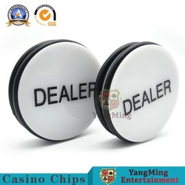 7 X 2cm Plastic  Poker Texas Dealer Button Two Face Deluxe Jumbo Black Crystal Engraving