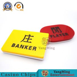 Wear - Resistant Baccarat Markers Engraved Red And Yellow Color Player / Banker Wins Baccarat Button