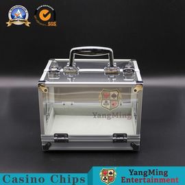 600pcs Full Transparent Metal Lock Casino Poker Chips Carrier Aluminum Clarity Window With Two Lock Case