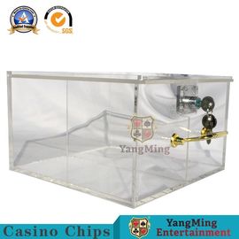 Fully Transparent Gamb Square Acrylic Roulette Toke Box / Custom Table Poker Chips Box Cards Metal Lock Carrier
