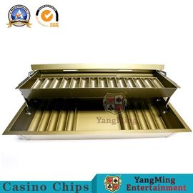15 Rows Gold Yellow Color Metal Chips Carrier Double Layer Gambling Table Nylon Round Chips Set Float