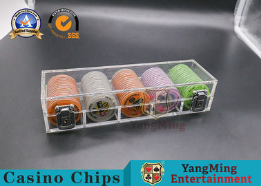 5 Rows Full Transparent ABS Thicken 100pcs Clay Nylon Round Chips Carrier Poker Chips Case 42-45mm Chips Holder Chips