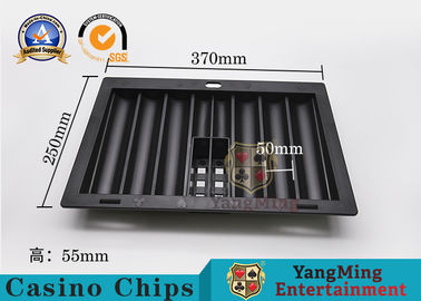 Texas Hold’Em Poker Club 6 Rows Casino Chip Tray Float Gambling Table Dedicated Black Color Plastic Chip Carrier