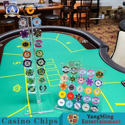 16Pcs Acrylic Round 40mm Casino Game Accessories Chip Coin Display Rack