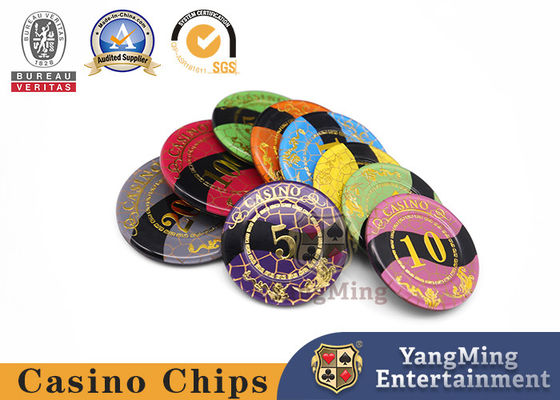 Mesh Dragon Phoenix Bronzing Plastic Poker Chips Anti Counterfeiting