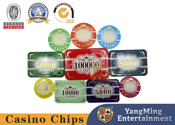 Macau Three Layer Crystal Acrylic Casino Poker Chip Set 760 Piece Gold Stamping UV