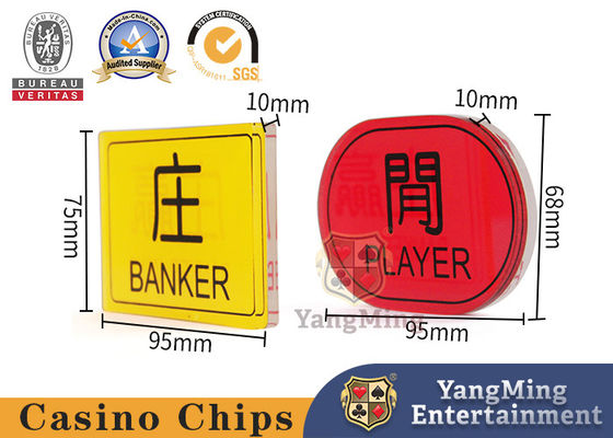 10mm Crystal Acrylic Bet Board Baccarat Casino Table Game Red and Yellow Player Banker