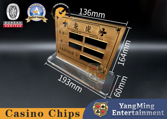 Buy Acrylic Silk Screen Casino Game Accessories Dragon Tiger Poker Game Table Limit Betting Sign online manufacture