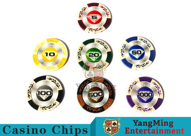 Buy 14 Gram Matte Sticker Custom Clay Poker Chips With 25pcs In A Shrink Roll online manufacture