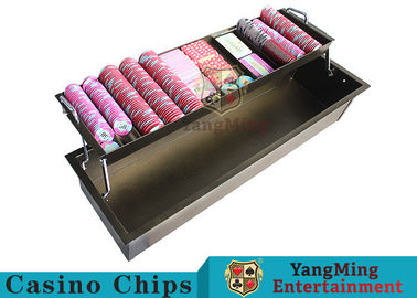 Buy 2 - Layer Bronze Metal Casino Chip Tray Thick Solid With Security Protection Lock online manufacture
