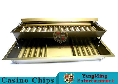 Buy 15 Row Gold Yellow Color 2 Layer Double Lock Metal Casino Chip Tray With Two Layer Casino Chip Holder online manufacture