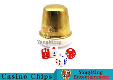 Buy Macau Baccarat Dedicated Acrylic Dealer Button Plate Si Bo Poker Table Games Accessories Gambling Gold Metal Dice Cup online manufacture