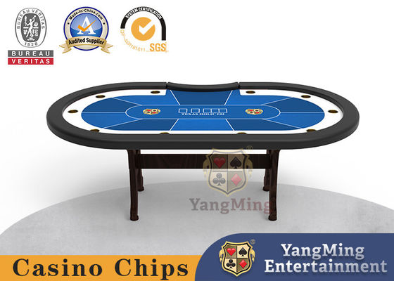 Customized Design Gambling Table For Poker Matches Texas H Shaped Table Legs Solid Wood