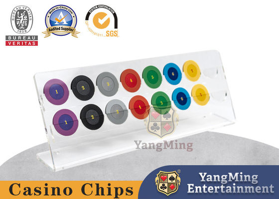 Casino Transparent Chip Rack 16 Round 40mm Poker Chips Coins Acrylic Display Rack Custom