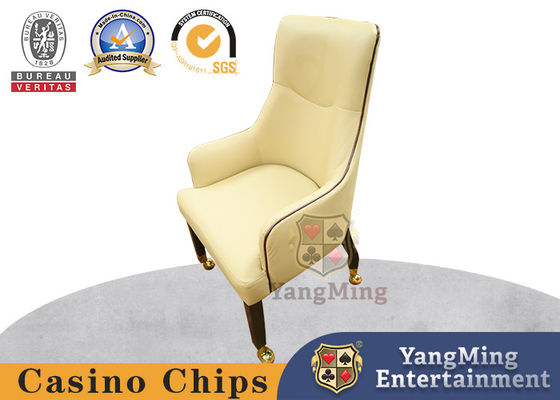 Oak Custom Gambling Poker Chair Stainless Steel Metal Pulley Leather Hotel Chair