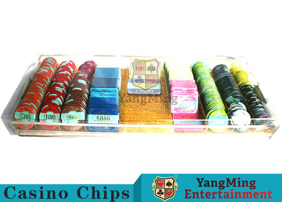 Buy Fully Transparent Acrylic 8-Compartment Lockable Chip Box Poker Table Handle Chip Tray online manufacture