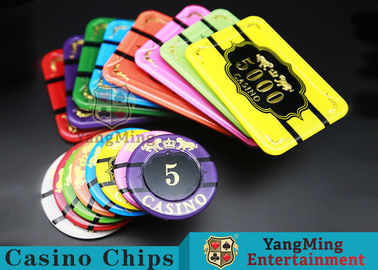 Crystal Acrylic Tiger Image Casino Poker Chips Round 40 / 45 / 50mm