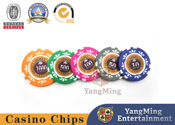 Buy Baccarat Texas Casino Table Customized ABS Clay Poker Chip Set With Film Design online manufacture