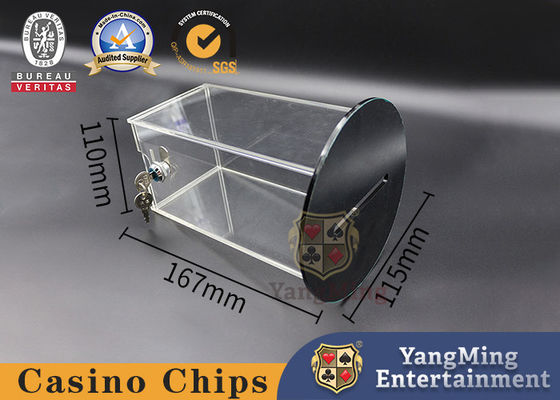 Buy Gambling Baccarat Poker Discard Holder Table Drop Playing Cards Acrylic Box Cash Carrier Round Bottom With 1 Lock online manufacture