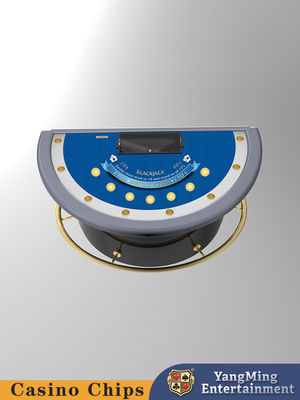 Buy Wholesale Customized Half Round Treadle Blackjack Poker Table International Standard Blackjack Game Card Chip Game Table online manufacture