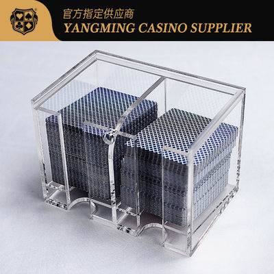 Buy Best Quality Cheap Acrylic 2 Compartment 8 Deck Discard Box Bacardi Discard Holder Casino Poker Discard Holder online manufacture