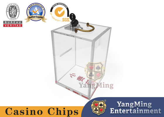 buy Custom Full Clear Lockable Cash Box / Acrylic Cards Holder Casino 8 Decks Playing Plastic Dealer Money Drop Box online manufacture