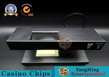 Black Desktop Money Detector / UV Light Checker Anti - Counterfeiting Identifier With Poker Chips