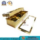 Two Layers Titanium Golden Casino Chip Tray With Lid And Locks Metallic Iron Color
