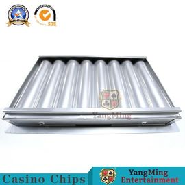 Industrial Iron 8 Rows Metal Casino Chip Tray Single Layer Poker Chips Float Bright Silver