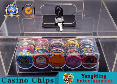 Clay Round Shape Acrylic Poker Chips Box Spot Club 400pcs 40mm Human Operation