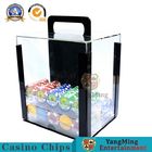 Gambling RFID Chips Acrylic Carrier Portable Poker Chip Holder With Tray For 1000 Pcs 40mm Casino Poker Chips