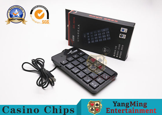 Plastic Casino Game Accessories Black Mute Mini Keyboard With Cable