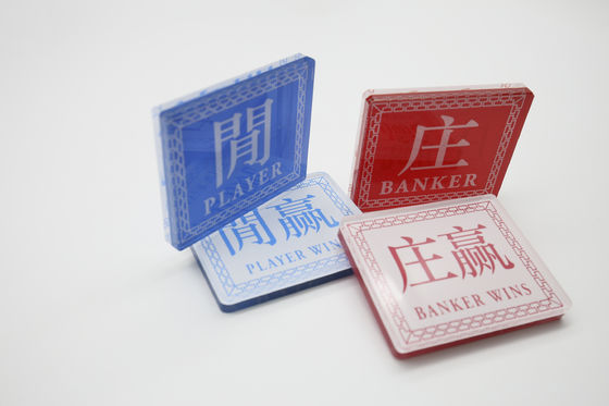 Buy High-Transparent Crystal Acrylic Baccarat Chinese & English Dealer Code Plate Red & blue Double-sided Screen Printing online manufacture