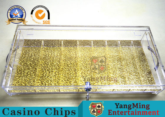 High-Quality Transparent Acrylic 8 Grid With Lock Chip Box Gambling Poker Table Round Square Combination Gold Wire Hand