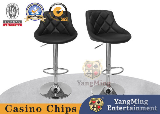 Black Leather Rotating Steel Chassis Casino Poker Dealer Chairs Comfortable