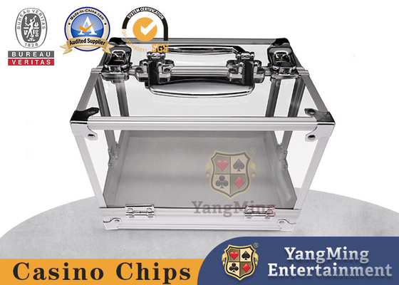 600 Chip Clear Acrylic Poker Chip Locking Carrier Includes 6 Chip Racks