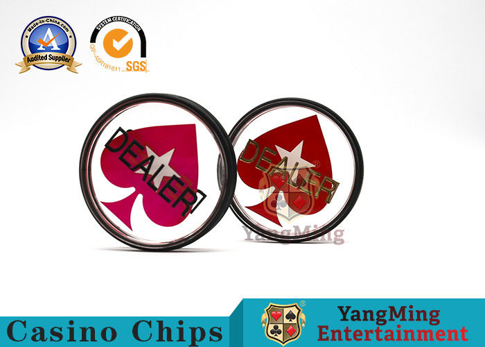 Calidad Marcadores tallados de doble cara Parte inferior Acrílico transparente Botón de distribuidor de mesa de póquer Texas Hold'Em personalizado fábrica